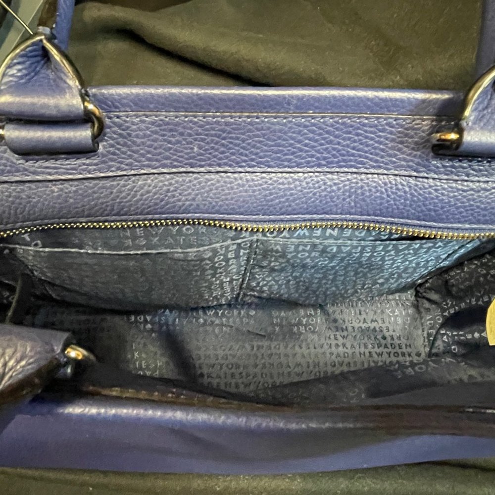 Kate Spade deep blue leather tote with bow - Picture 13 of 15